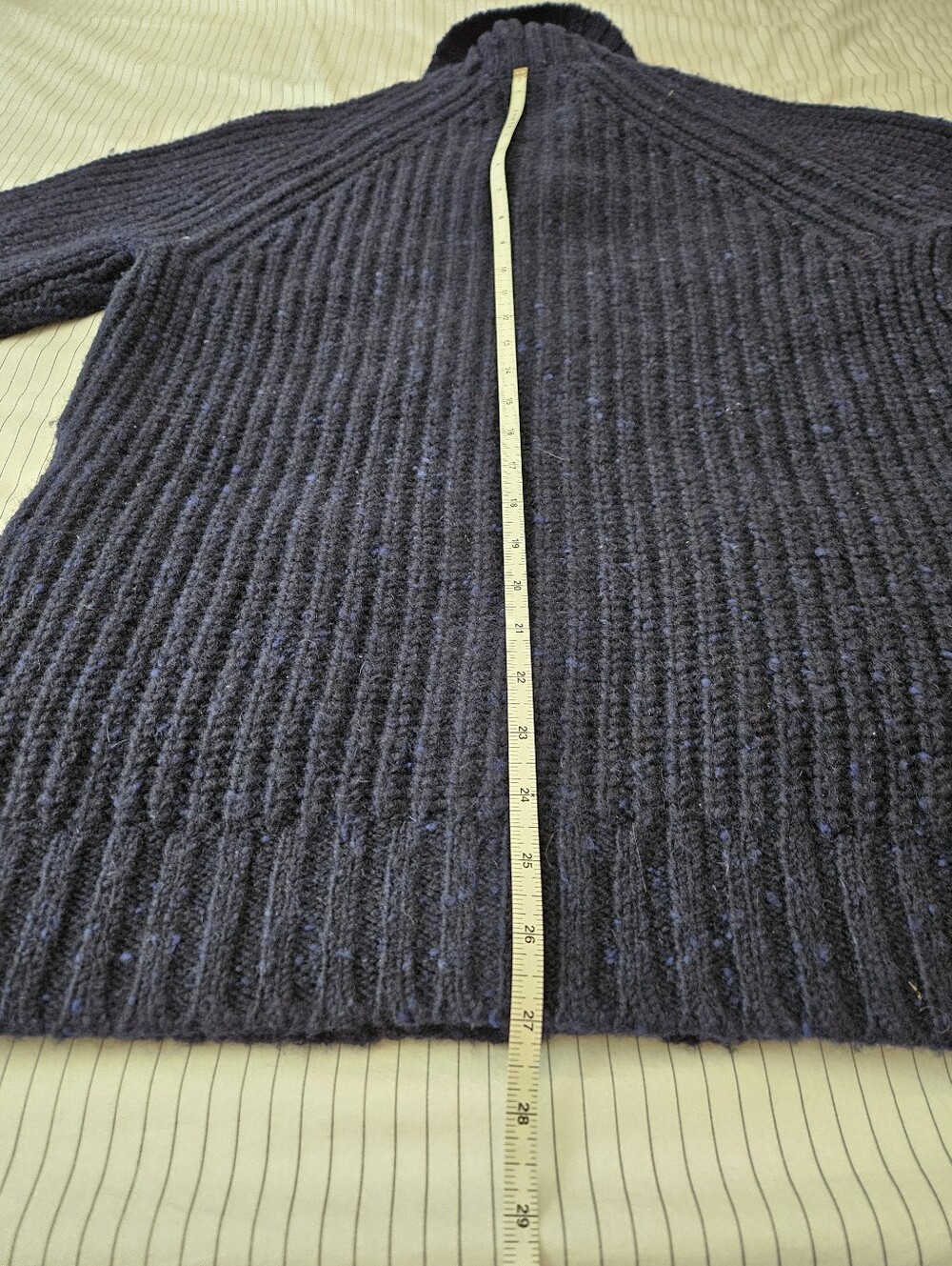 Navy Donegal Wool Shawl Collar Cardigan - Picture 10 of 13